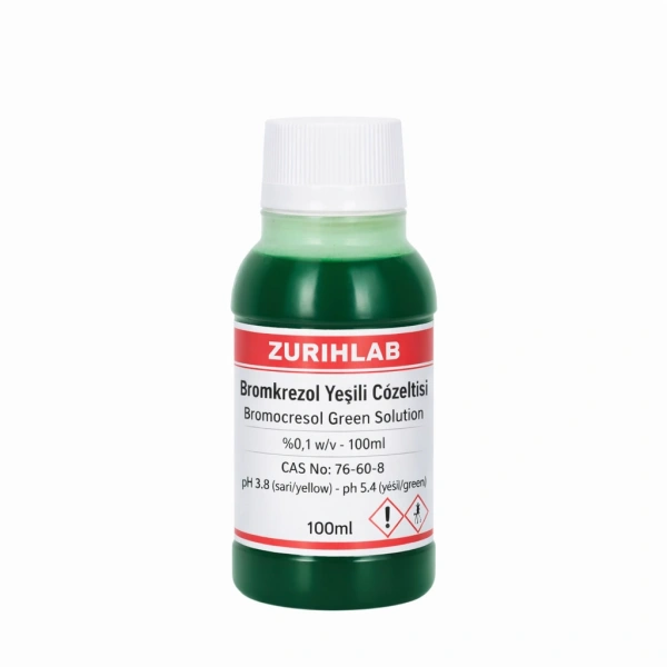Bromkrezol Yeşili Çözelti 100 mL – Bromocresol Green Solution | Yüksek Kaliteli | Zurih Lab