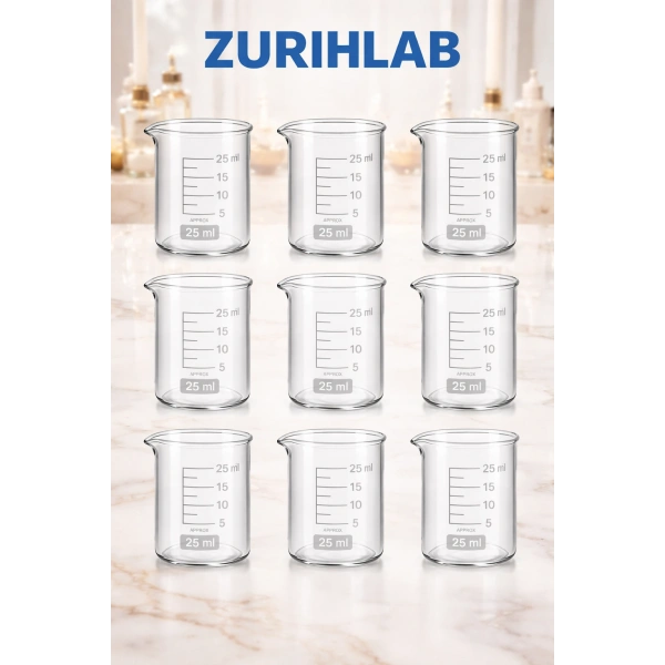 Cam Beher 25 mL – Borosilikat Cam – Laboratuvar Tipi – 6 Adet Set