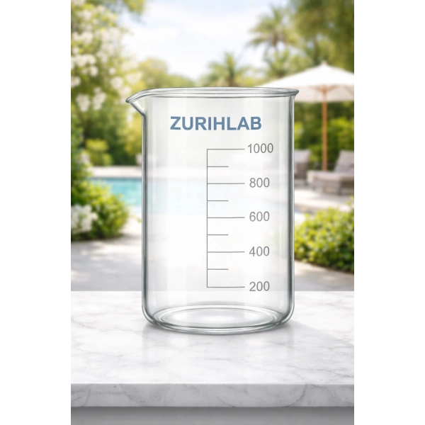 Kısa Form Isıya Dayanıklı Cam Beher 1000 mL (1-Litre) Beaker - Yüksek Kaliteli - Zurih Lab
