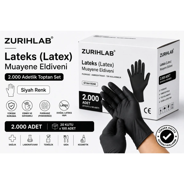 Lateks (Latex) Muayene Eldiveni - 2.000 Adetlik Toptan Set - Yüksek Kaliteli
