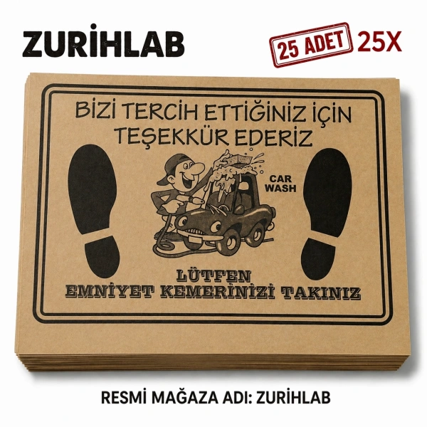 ZURIHLAB Kraft Araba Paspası 35x50 cm - 25 Adetlik Set - Oto Servis Kağıt Paspas - Koruyucu Paspas