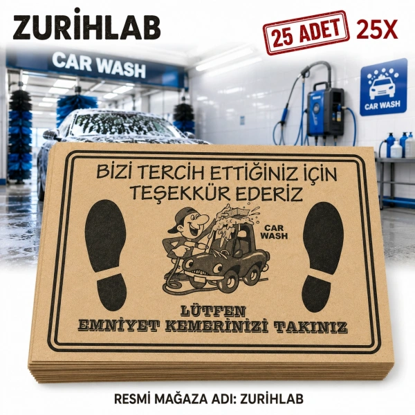 ZURIHLAB Kraft Araba Paspası 35x50 cm - 25 Adetlik Set - Oto Servis Kağıt Paspas - Koruyucu Paspas