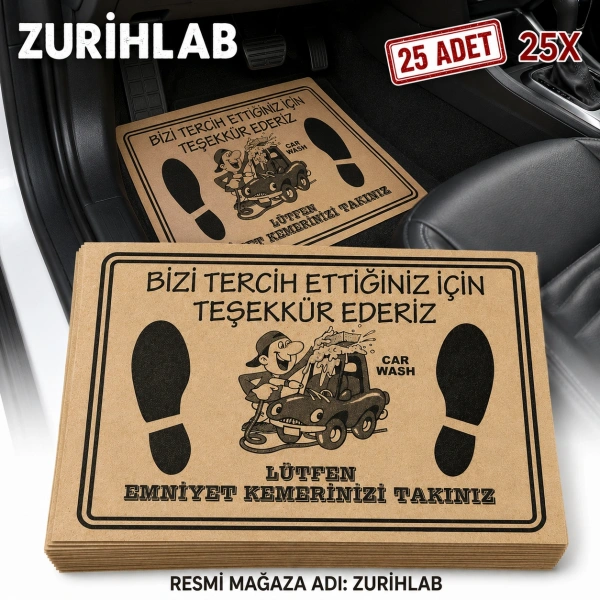 ZURIHLAB Kraft Araba Paspası 35x50 cm - 25 Adetlik Set - Oto Servis Kağıt Paspas - Koruyucu Paspas