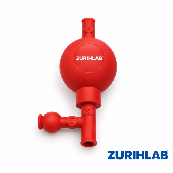 ZURIHLAB Pipet Pompası 50 ml - Üç Yollu Pipet Puarı - Standart Laboratuvar Pipet Aparatı