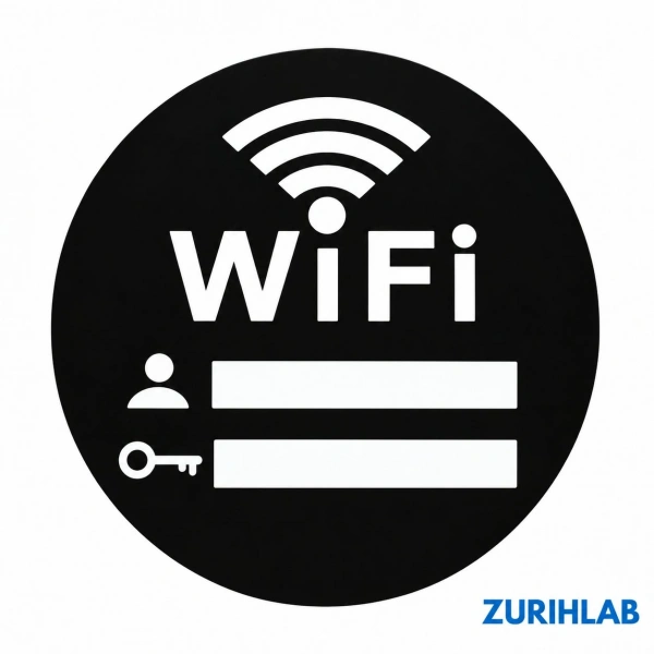 WiFi Şifre Panosu Yuvarlak Siyah - Kablosuz Ağ Bilgisi ve Şifrelik Tabela