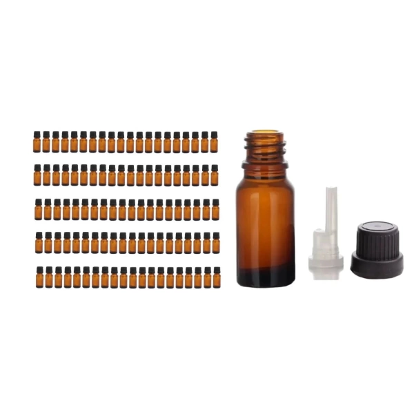 Amber Cam Damlalıklı Şişe 10cc - 100 Adetlik Toptan Set - Yüksek Kaliteli