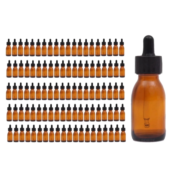 Amber Cam Damlalıklı Şişe 30cc - 100 Adetlik Toptan Set - Yüksek Kaliteli