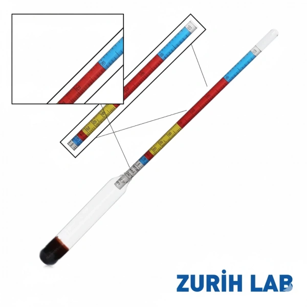 Cam Alkolmetre Renkli Skala - (Alkol Ölçer 0-100%) - Zurih Lab