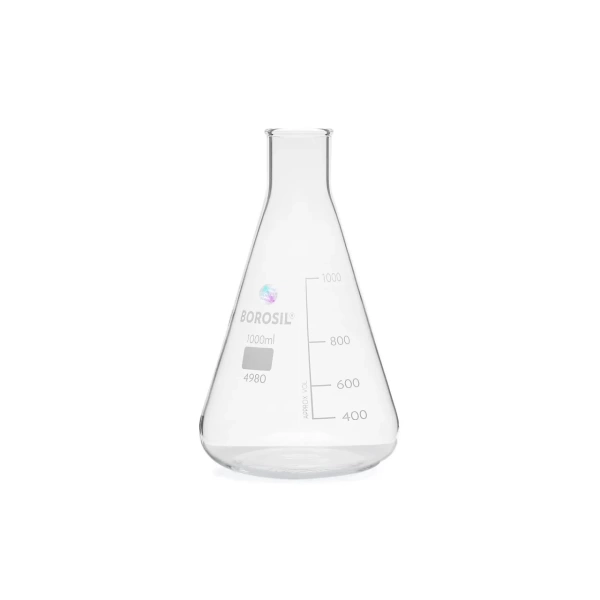 Cam Erlen 1000 mL - Erlenmeyer Flask Dar Boyunlu - (%100 Borosilikat)