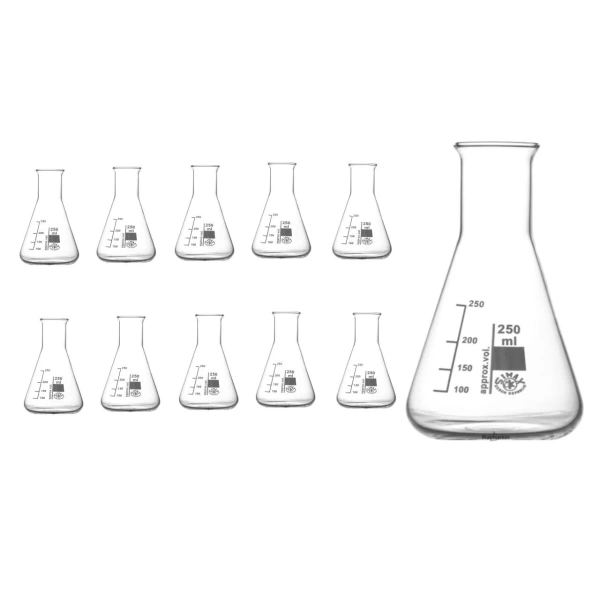 Cam Erlen (Erlenmeyer Flask) 250 mL - 10 Adetlik Toptan Set