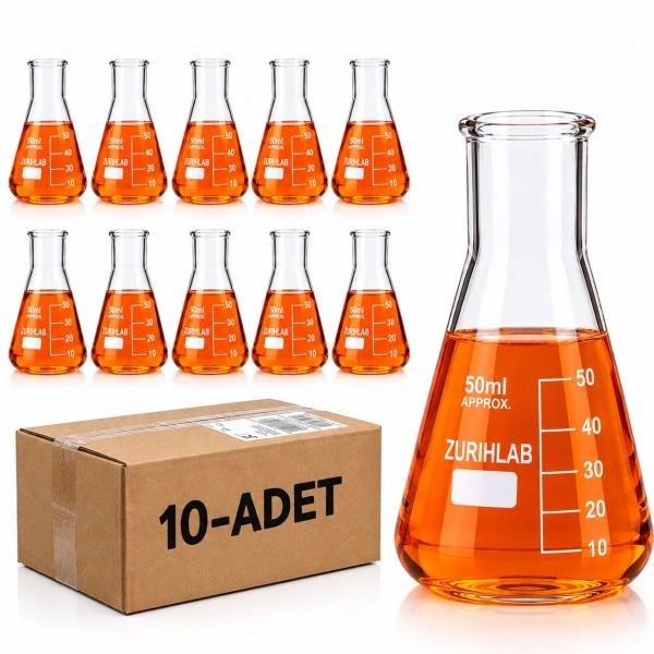 Cam Erlen (Erlenmeyer Flask) 50 mL - 10 Adetlik Toptan Set