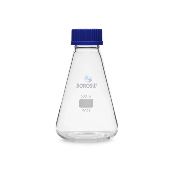 Cam Erlen (Erlenmeyer Flask) 500 mL - GL45 Kapaklı - 10 Adetlik Toptan Set