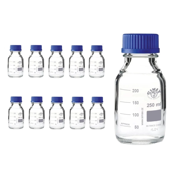Cam Otoklav Numune Şişe 500 mL - Vida Kapaklı Boş Şişe - 10 Adetlik Toptan Set - Yüksek Kaliteli