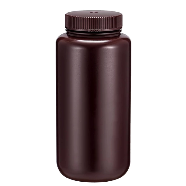 HDPE Amber Numune Şişesi 1000ml - Vida Kapaklı - 12 Adetlik Toptan Set