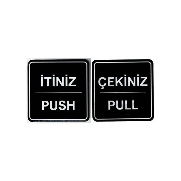 İtiniz/Çekiniz Uyarı Etiketi - 10 Adetlik Set - Yönlendirme Levhası - 12x12cm - Kendinden Yapışkanlı