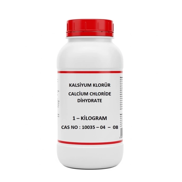 Kalsiyum Klorür 1 Kg Toz - Farma Kalite - Calcium Chloride Dihydrate - 1 Kg HDPE Şişe - Yüksek Kaliteli