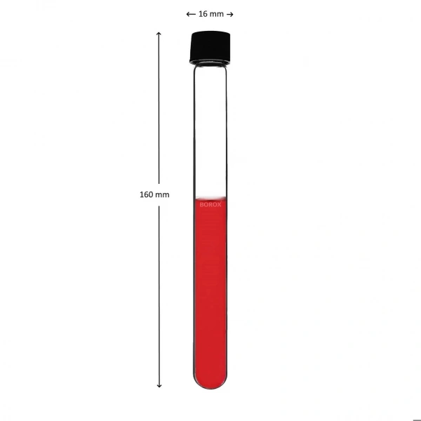 Kapaklı Cam Deney Tüpü (Test Tüpü) 16x160 mm - 10 Adetlik Set - Yüksek Kaliteli