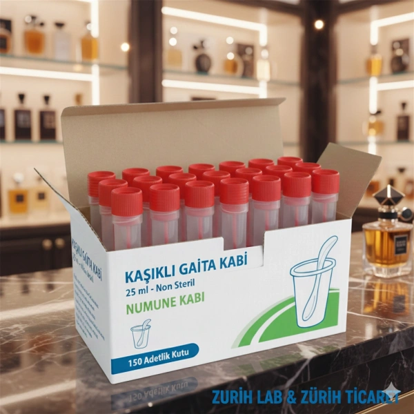 Kaşıklı Gaita Kabı 25 ml – Non Steril Numune Kabı 150 Adetlik Kutu | Yüksek Kalite | Zurih Lab