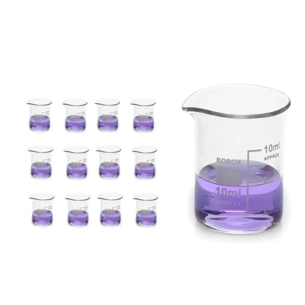 Kısa Form Cam Beher (Beaker) 10 mL - 12 Adetlik Set