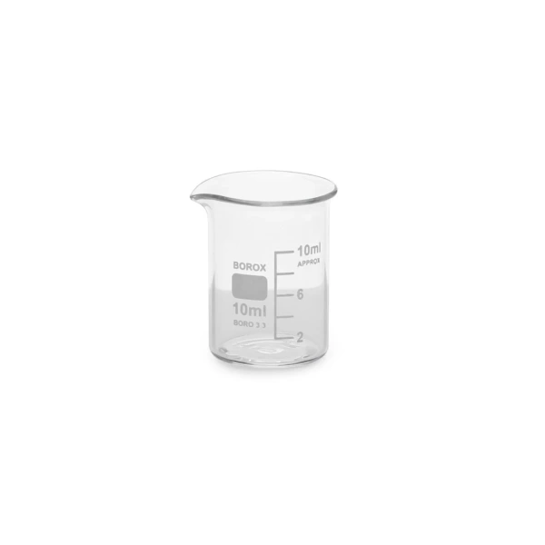 Kısa Form Cam Beher (Beaker) 10 mL - 12 Adetlik Set