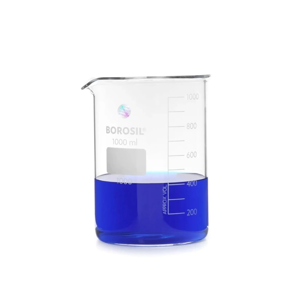 Kısa Form Isıya Dayanıklı Cam Beher 1000 mL (1-Litre) Beaker