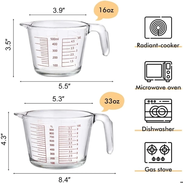 Kulplu Cam Ölçü Kabı Beher 1000 mL - Yüksek Kaliteli