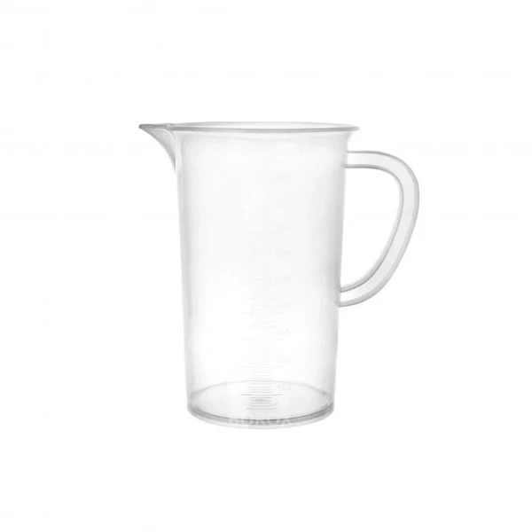 Kulplu Plastik Beher 1000 mL - Kabartma Dereceli Beaker - Ölçü Kabı - 6 Adetlik Toptan Set