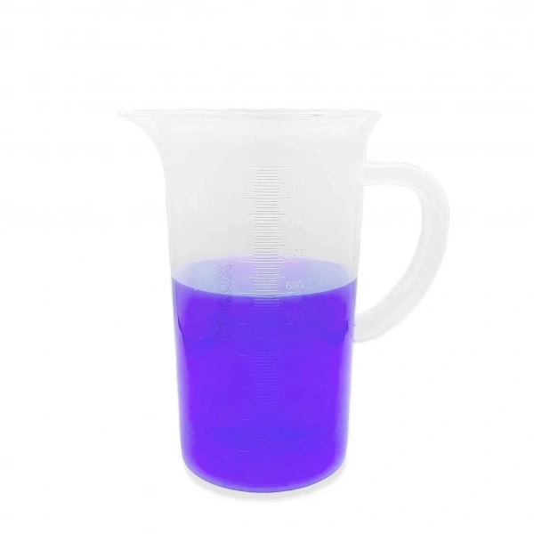 Kulplu Plastik Beher 1000 mL - Kabartma Dereceli Beaker - Ölçü Kabı - 6 Adetlik Toptan Set