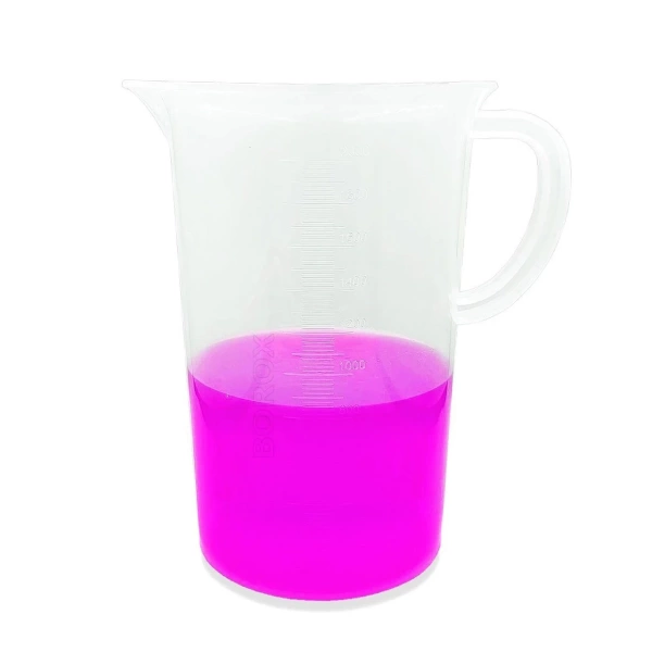 Kulplu Plastik Beher (Ölçü Kabı) 2000 mL - Kabartma Dereceli Beaker - 6 Adetlik Toptan Set - Yüksek Kaliteli