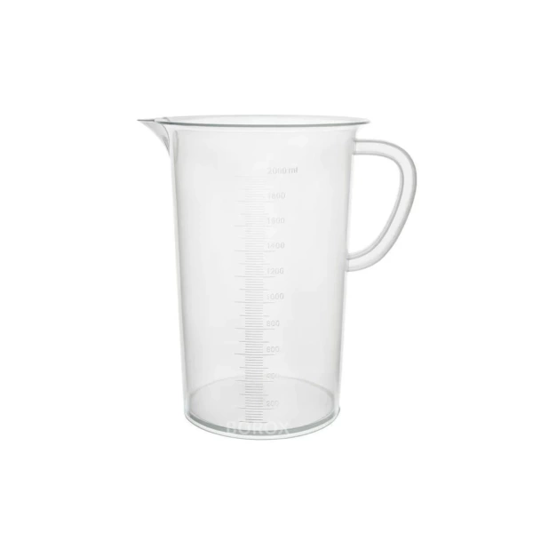 Kulplu Plastik Beher (Ölçü Kabı) 2000 mL - Kabartma Dereceli Beaker - 6 Adetlik Toptan Set - Yüksek Kaliteli