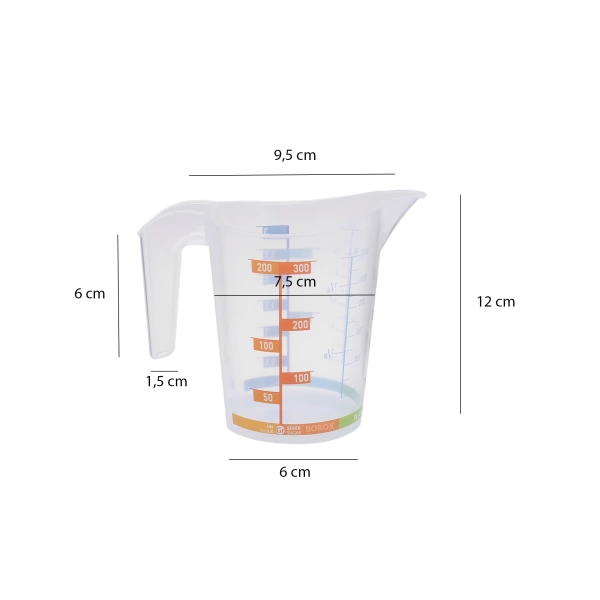 Kulplu Plastik Beher (Ölçü Kabı) 300 mL - Renkli Skala Beaker - BPA Free - 10 Adetlik Toptan Set - Yüksek Kaliteli