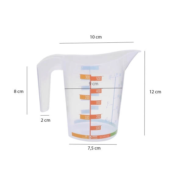 Kulplu Plastik Beher (Ölçü Kabı) 500 mL - Renkli Skala Beaker - BPA Free - 10 Adetlik Toptan Set - Yüksek Kaliteli