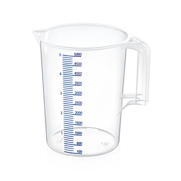 Kulplu Plastik Ölçü Kabı Beher 5 Litre - BPA Free - Maşrapa - Yüksek Kaliteli