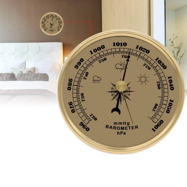 Metal Barometre 90 mm – Analog Hava Basınç Ölçer | Mekanik Hava Durumu Göstergesi