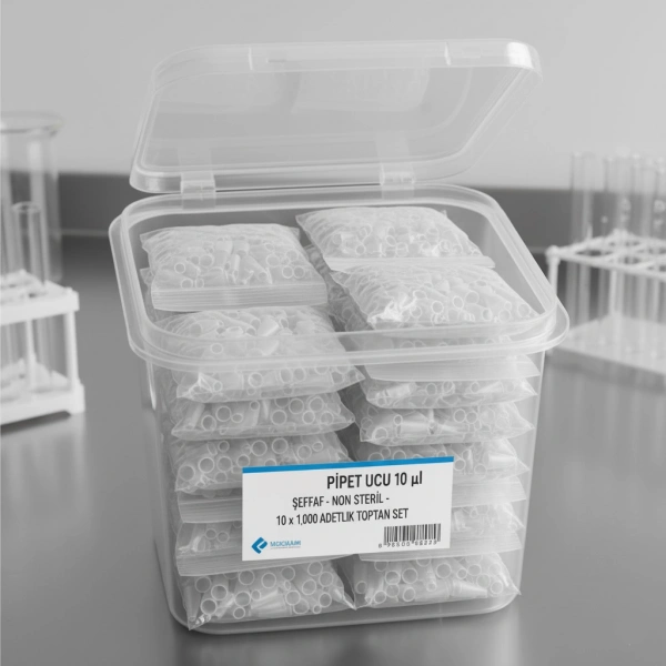 Otomatik Pipet Ucu 10 µl Şeffaf - Non Steril - 10.000 Adetlik Toptan Set