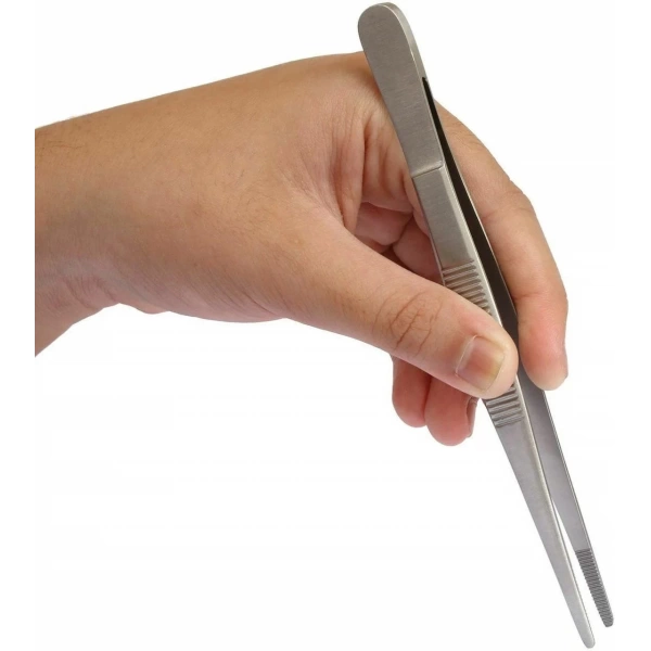 Paslanmaz Çelik Penset 20 Cm - Sivri Uç Dişli Cımbız - 10 Adetlik Toptan Set - Yüksek Kaliteli
