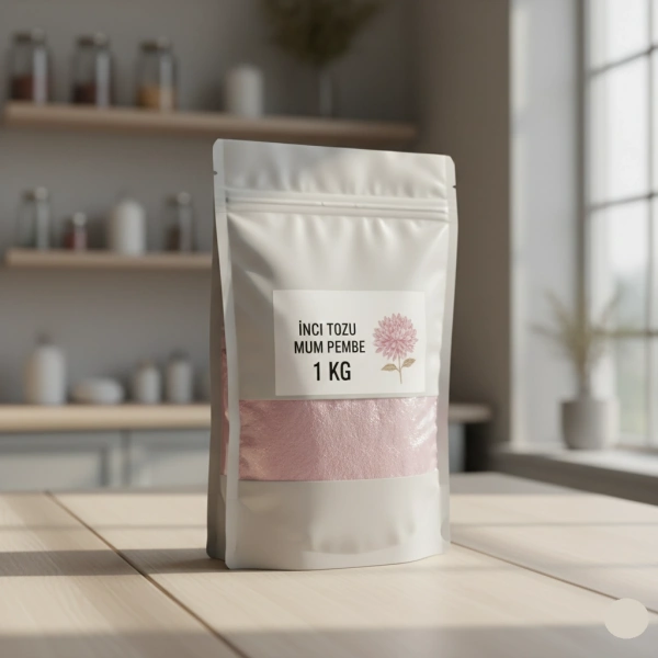 Pembe Renk İnci Tozu Mum 1 KG – Dekoratif ve Kozmetik Kullanıma Uygun