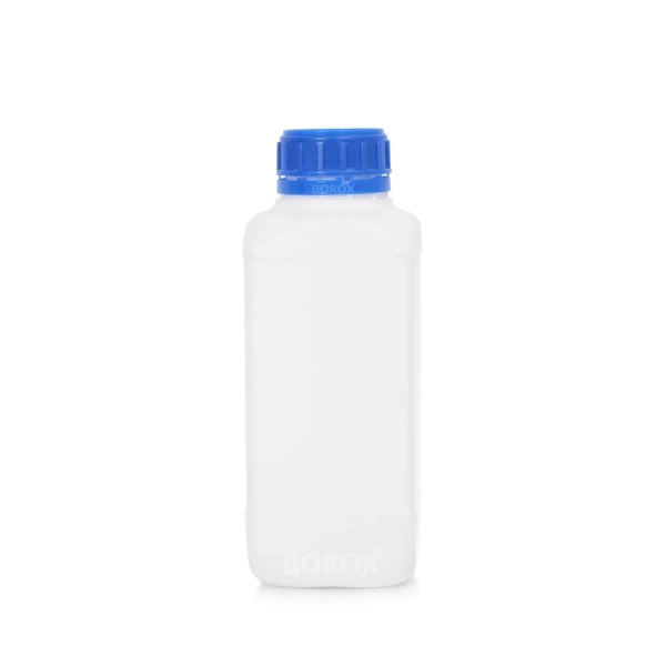 Plastik Kare Şişe 1000 ml - Mavi Kapaklı - 5 Adetlik Set - Yüksek Kaliteli