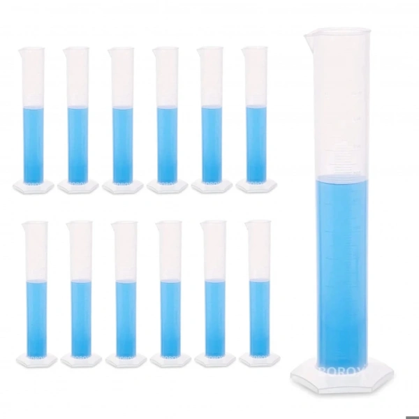 Plastik Uzun Form Mezür 1000 mL - Kabartma Skala - 12 Adetlik Toptan Set - Yüksek Kaliteli