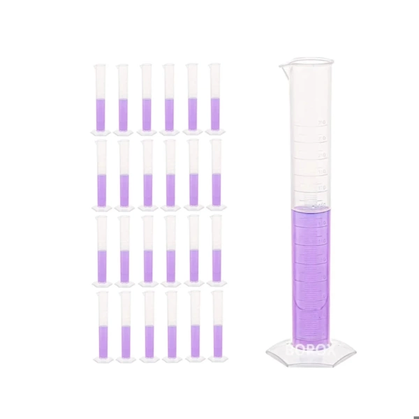 Plastik Uzun Form Mezür 250 mL - Kabartma Skala - 24 Adetlik Toptan Set - Yüksek Kaliteli