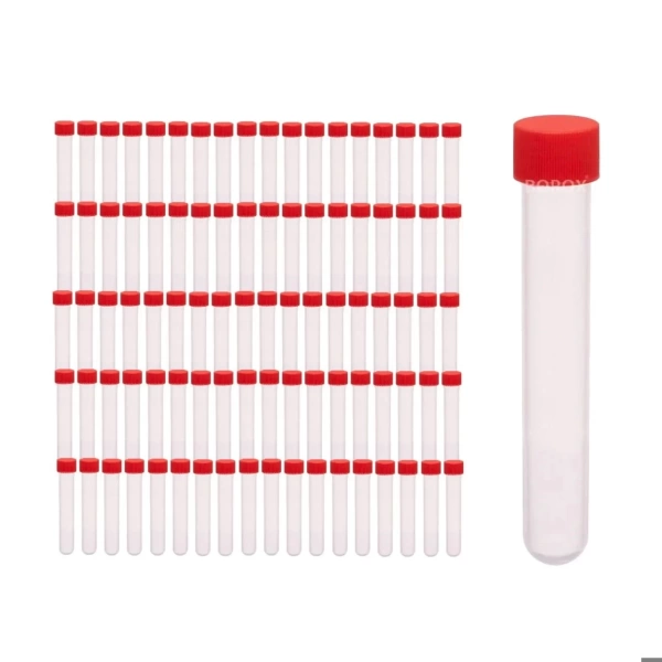 Plastik Vida Kapaklı Deney Tüpü (Test Tüpü) 10 mL - 16x100mm - 100 Adetlik Toptan Set