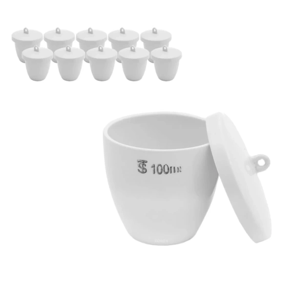 Porselen Kroze Kapaklı Pota 100 mL - 10 Adetlik Toptan Set - Yüksek Kaliteli