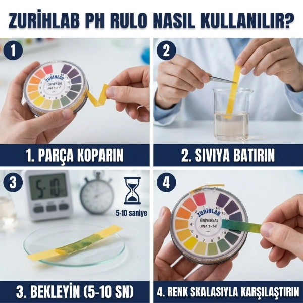ZURIHLAB Rulo pH Kağıdı - İndikatör Kağıdı (1-14) - pH Ölçer