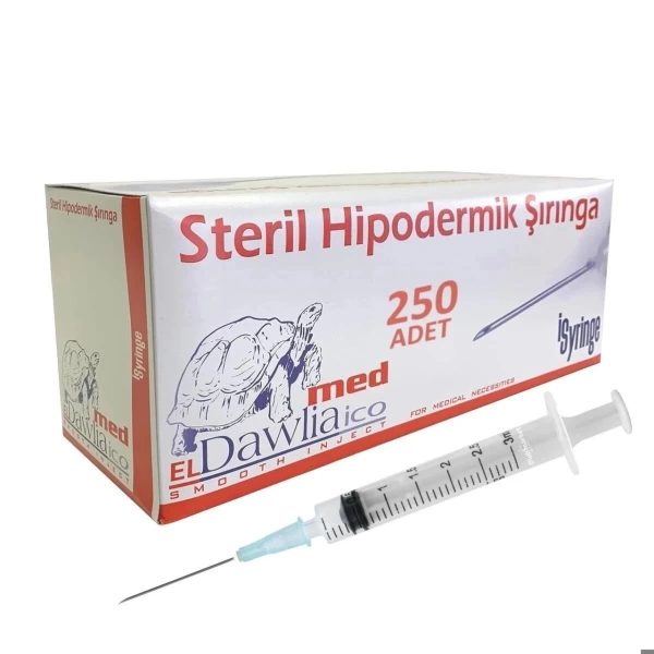 Steril Enjektör Şırınga 3cc (3mL) - 3 Parça - 100 Adetlik Set