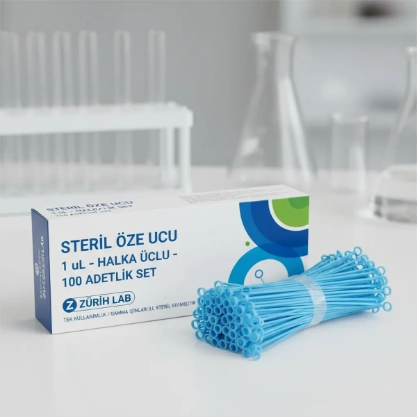Steril Öze Ucu 1 uL - Halka Uçlu - 100 Adetlik Set - Yüksek Kaliteli