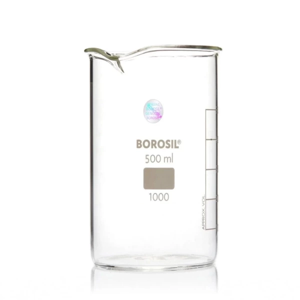 Uzun Form Cam Beher 500 mL - Isıya Dayanıklı Beaker