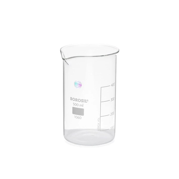 Uzun Form Cam Beher 500 mL - Isıya Dayanıklı Beaker