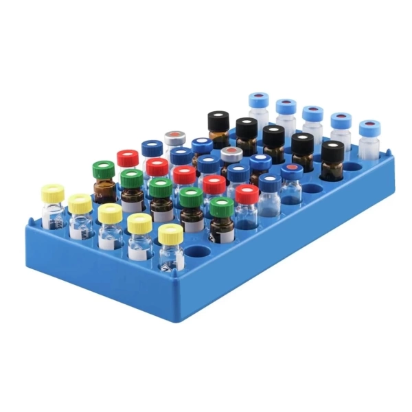 Vial Standı - 50 Delikli Mavi Tüplük - (4 ml Vialler İçin) - Yüksek Kaliteli