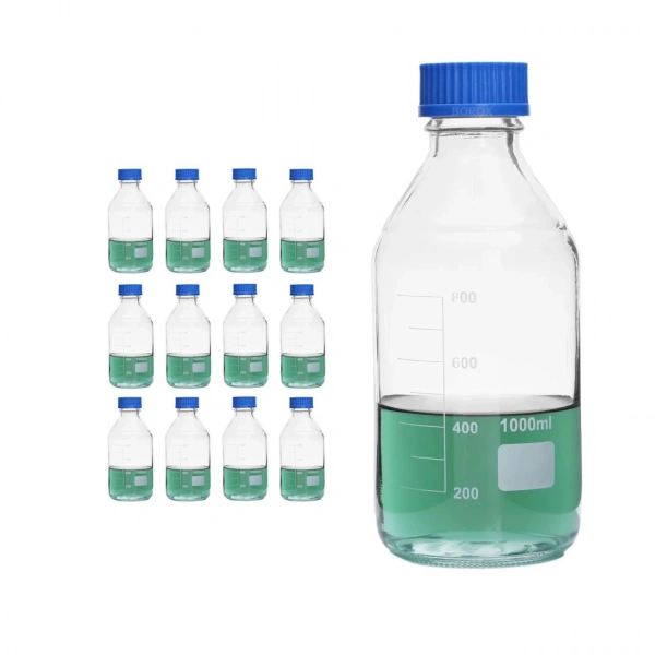 Vida Kapaklı Cam Numune ve Otoklav Şişesi 1000 ml – (12’li Toptan Set) | Zurih Lab & Zürih Ticaret