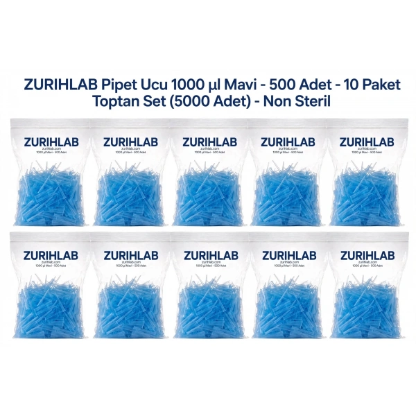 ZURIHLAB Pipet Ucu 1000 µl Mavi - 5000 Adet - Non Steril